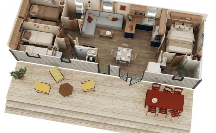 Nieuwe luxe mobilhome - 3 slaapkamers - 2 badkamers